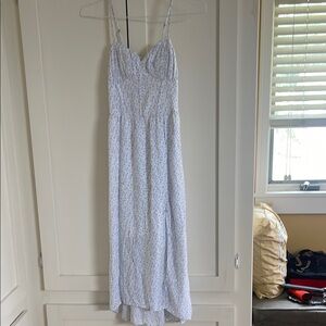 Hollister White and Blue Floral Maxi Dress